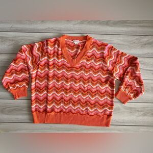 Chic Soul V Neck Sweater Orange 2X NWT